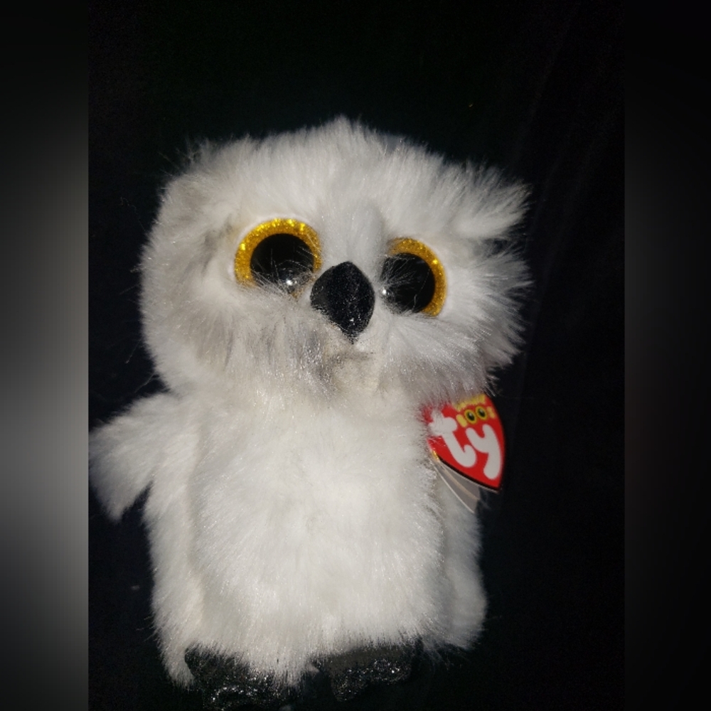 Ty Beanie Boos Fluffy White Owl NWT.